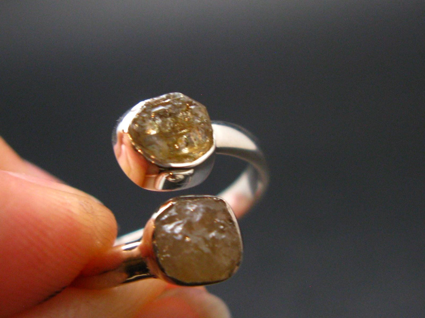Green Herderite Silver Ring From Brazil - 2.12 Grams - Size 7