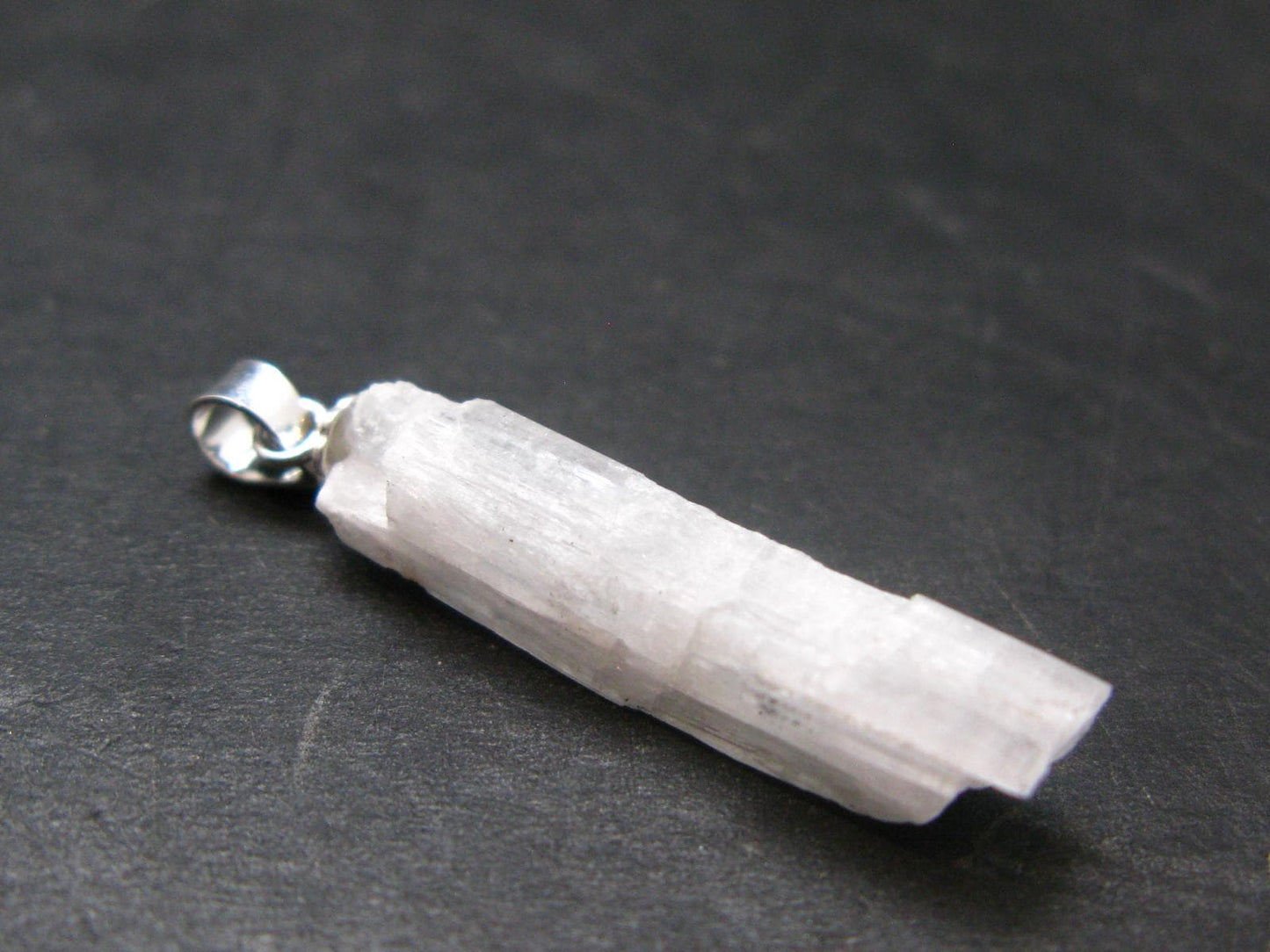 Rare Clear Natrolite Crystal Silver Pendant From Tanzania - 1.3" - 1.29 Grams