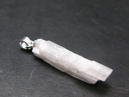 Rare Clear Natrolite Crystal Silver Pendant From Tanzania - 1.3" - 1.29 Grams