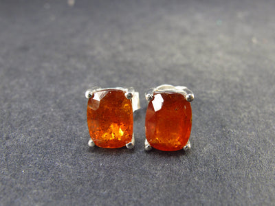 Faceted Orange Kyanite Crystal Stud Earrings From Brazil - 2.0 Grams