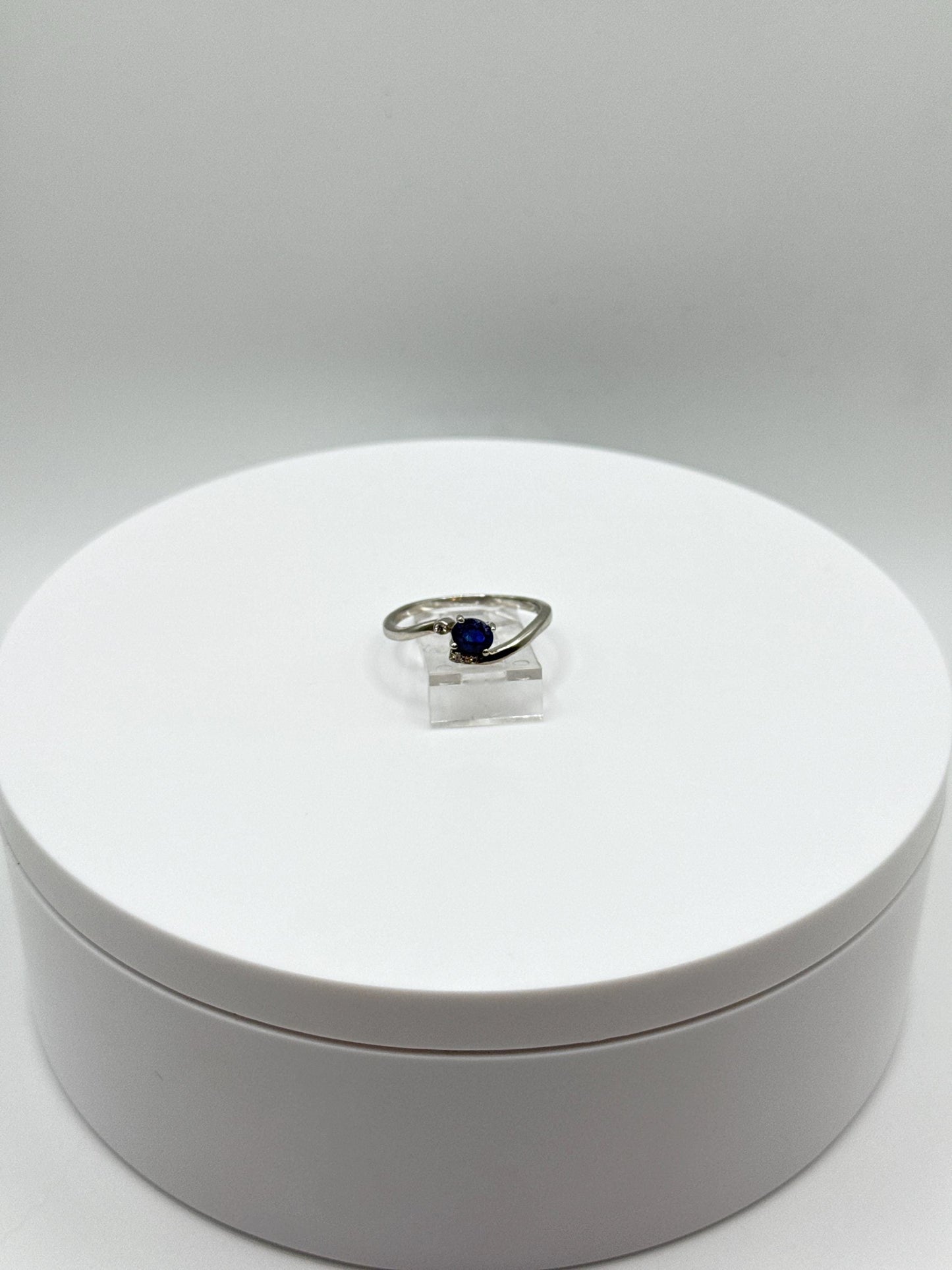 Blue Sapphire Bypass Ring: Sterling Silver September Birthstone, Size 8