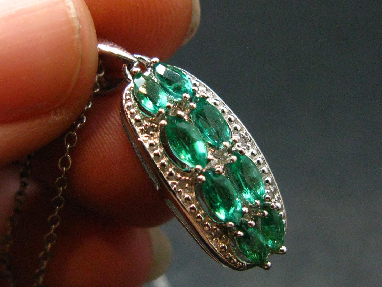 Emerald Silver Pendant W/Chain From Colombia - 0.84 Carats