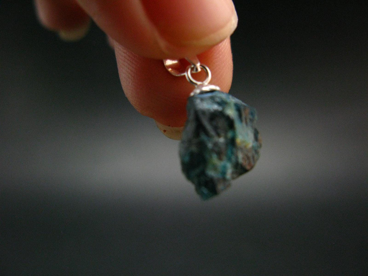 Blue Lazulite Silver Pendant From Pakistan - 0.7" - 1.08 Grams