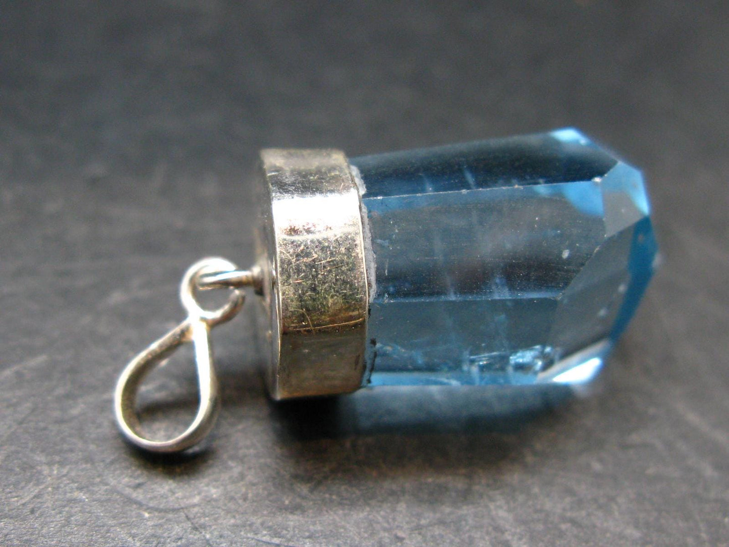 Blue Topaz Sterling Silver Pendant From Brazil - 1.6" - 14.57 Grams