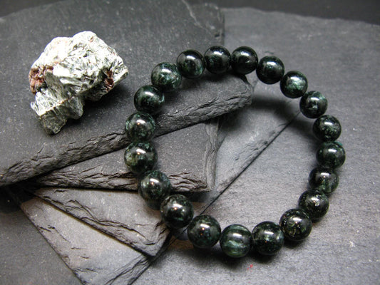 Seraphinite Clinochlore Genuine Bracelet ~ 7 Inches ~ 9mm Round Beads
