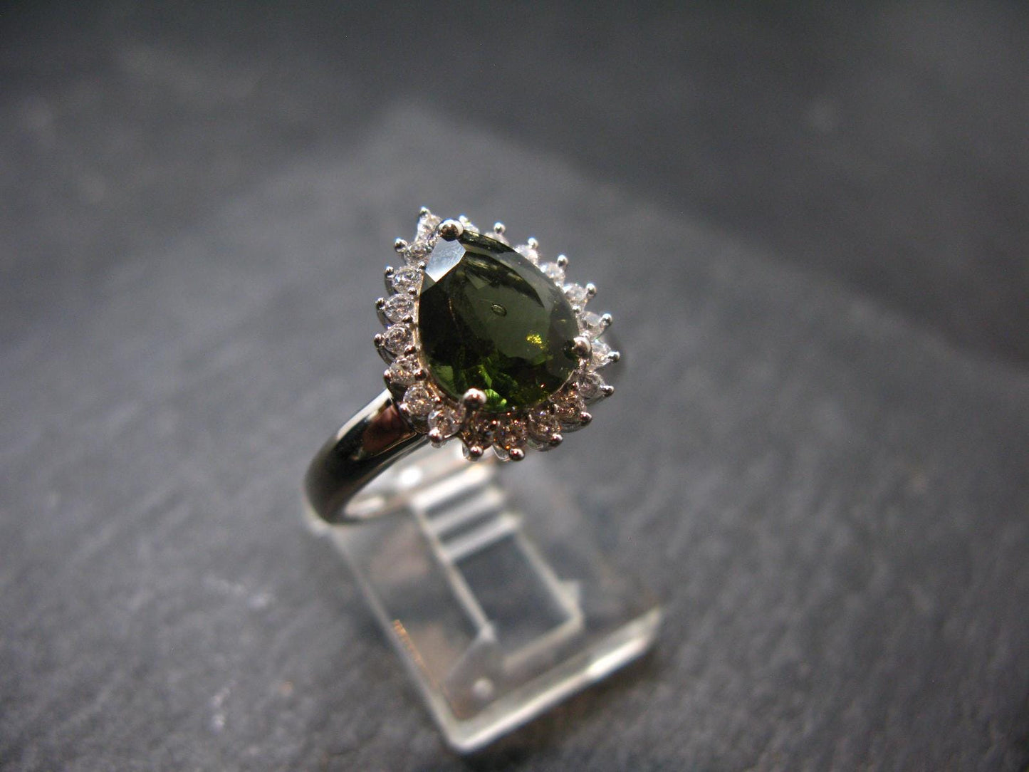 Moldavite Sterling Silver Ring From Czech Republic - Size 7.5 - 3.55 Grams