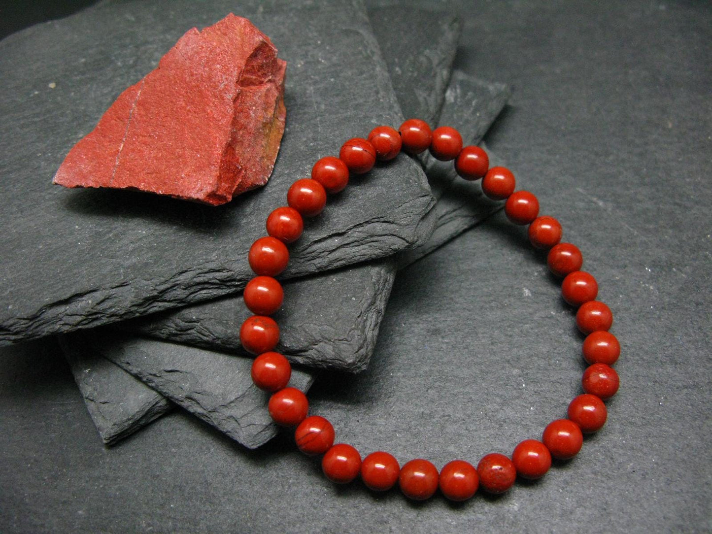 Red Jasper Genuine Bracelet ~ 7 Inches ~ 6mm Round Beads