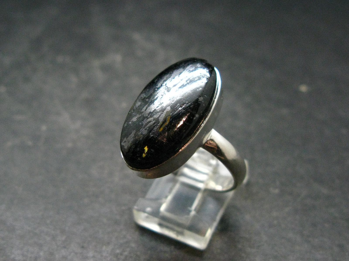Very Rare Nuumite Nuummite Sterling Silver Plated Ring from Greenland - 7.22 Grams - Size 11