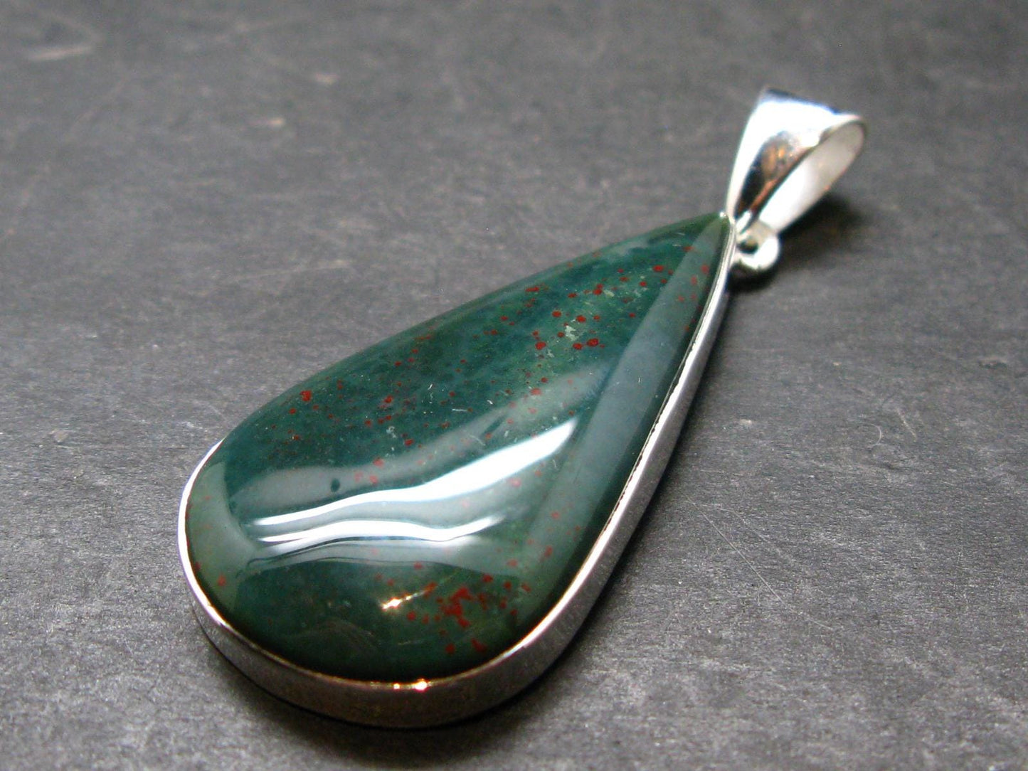 Bloodstone Silver Plated Pendant From India - 1.9" - 7.41 Grams