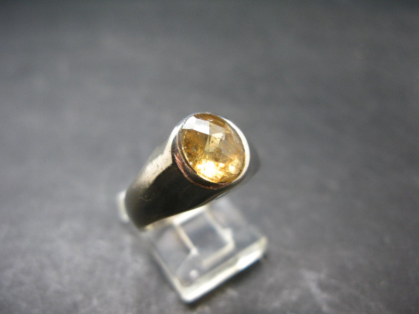 Fabulous Untreated Faceted Gem Imperial Topaz 925 Silver Ring from Brazil - Size 9 - 5.51 Grams