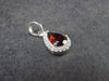 Genuine Red Garnet Almandine Gem with CZ Sterling Silver Pendant From India - 0.8" - 1.35 Grams