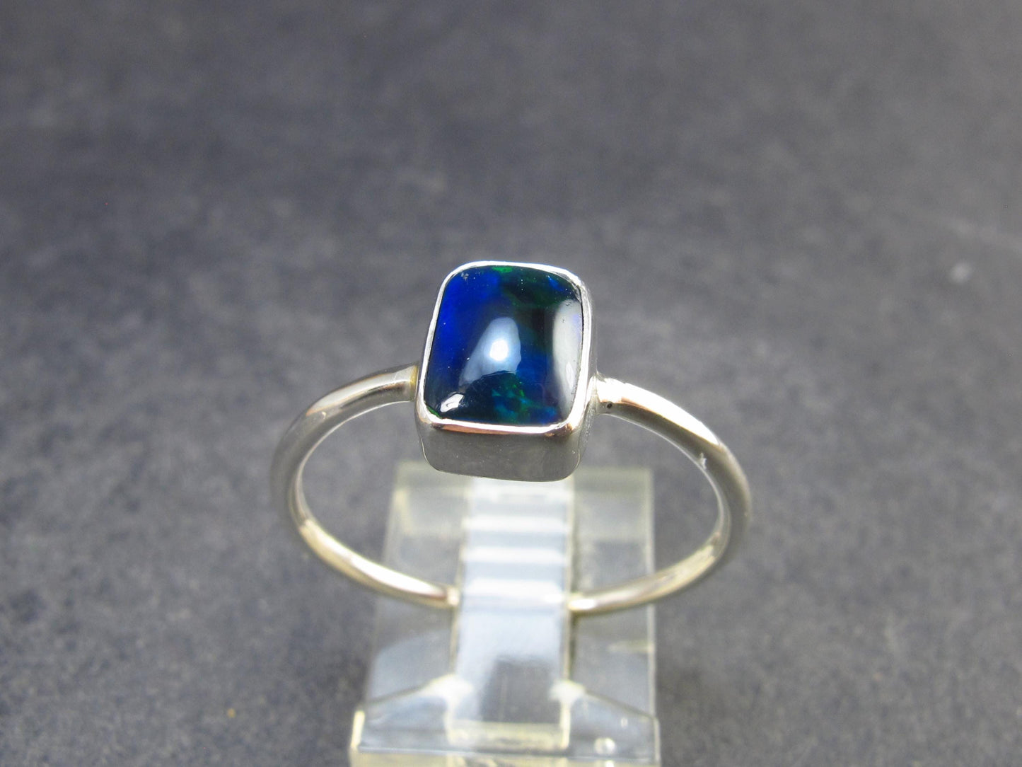 Rare Black Opal Sterling Silver Ring from Australia - Size 10.5 - 2.15 Grams