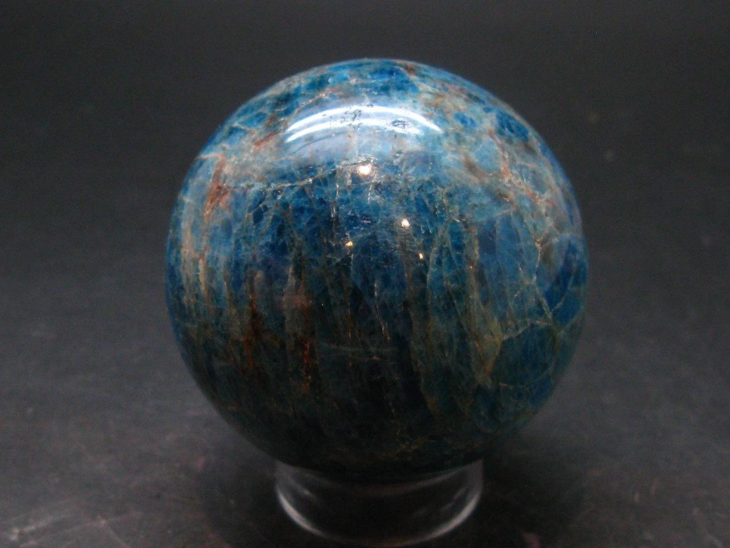 Large neon blue Apatite sphere from Madagascar- 362.8 - 2.3"