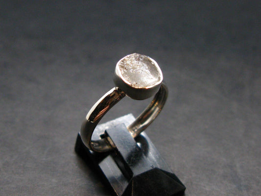 Gray Herderite Silver Ring from Africa - Size 8 - 2.0 Grams