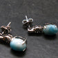Natural Cabochon Larimar Pectolite 925 Sterling Silver Earrings from Dominican Republic - 2.66 Grams