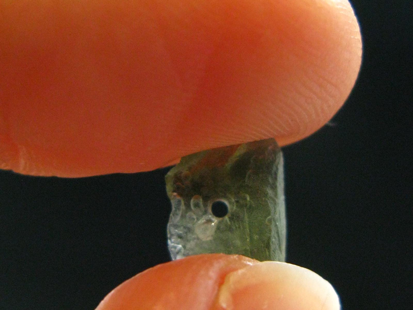 Moldavite Tektite Raw Bead from Czech Republic - 9 mm - 0.95 Carats