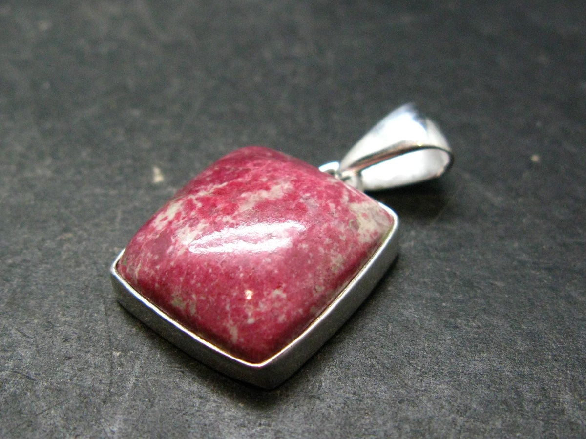 Thulite Silver Plated Pendant From Norway - 1.3" - 6.31 Grams
