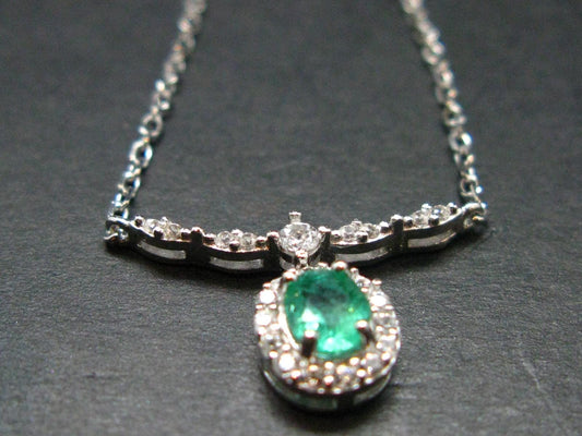 Emerald Silver Pendant W/Chain From Colombia - 0.30 Carats