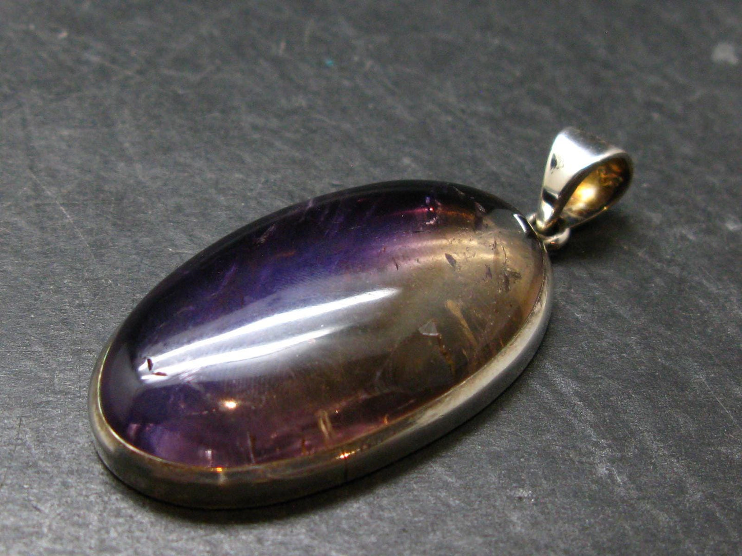 Stunning Natural Gem Ametrine Crystal Silver Pendant From Bolivia - 2.1" - 20.33 Grams
