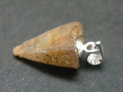 Yellow Terminated Sapphire Corundum Crystal Silver Pendant From Sri Lanka - 0.8" - 6.7 Carats