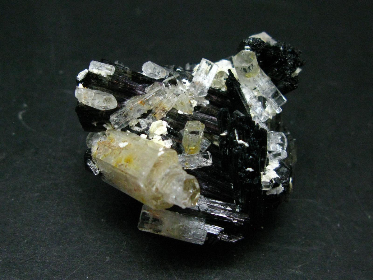 Clear Goshenite Beryl on Black Tourmaline Cluster From Namibia - 2.0" - 42.04 Grams