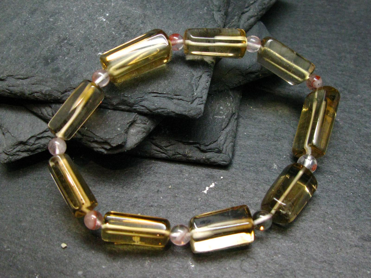 Citrine Genuine Unheated Bracelet ~ 7.5 Inches ~ 20mm Tube Beads