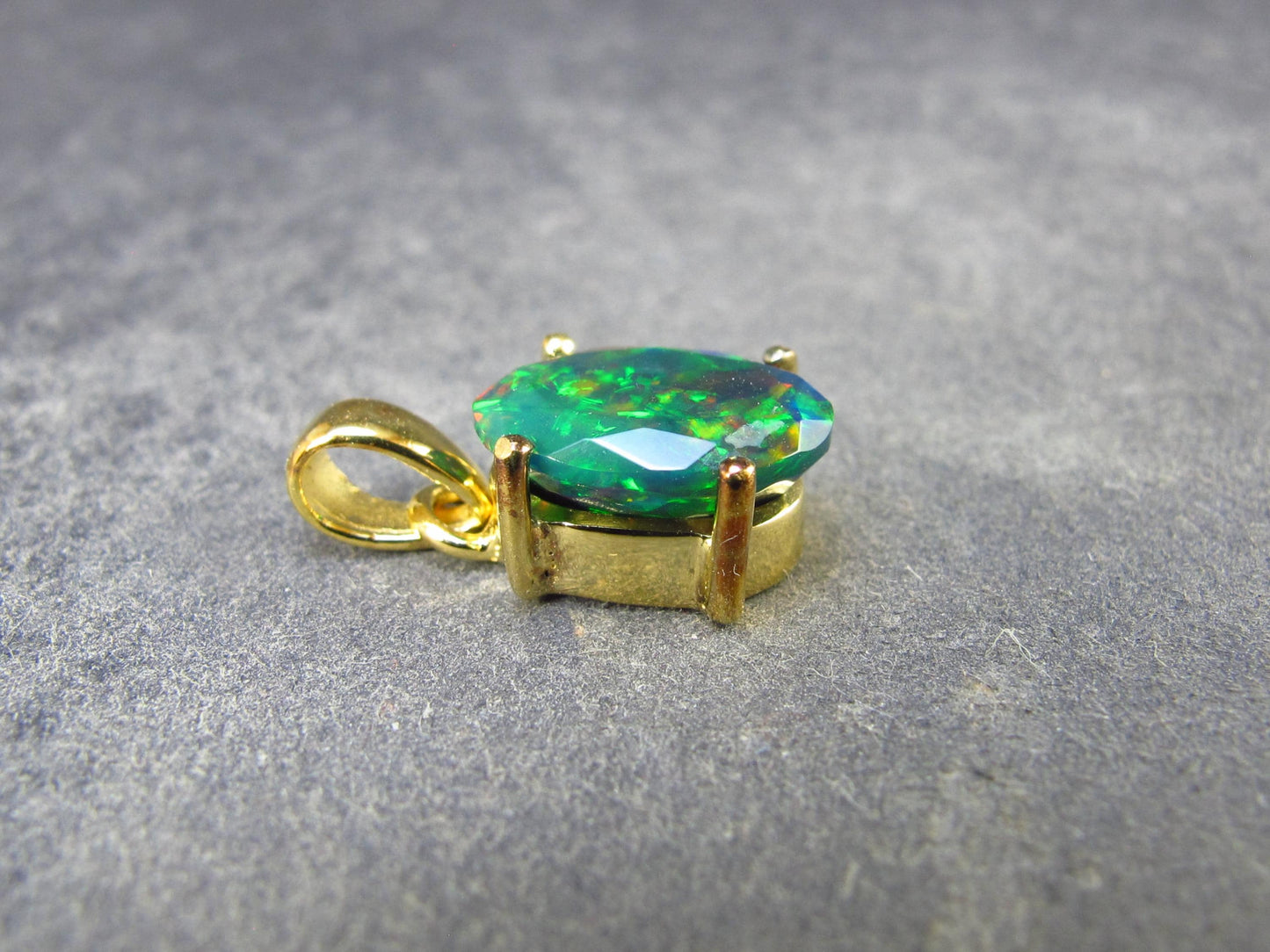Rare Black Opal Gold Plated Silver Pendant from Australia 0.7" - 1.50 Grams