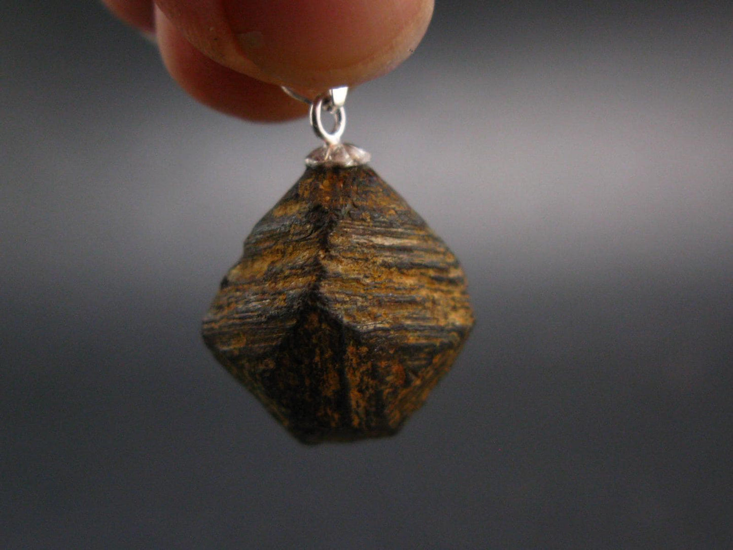 Magnetite Crystal Silver Pendant From Bolivia - 0.9" - 7.69 Grams