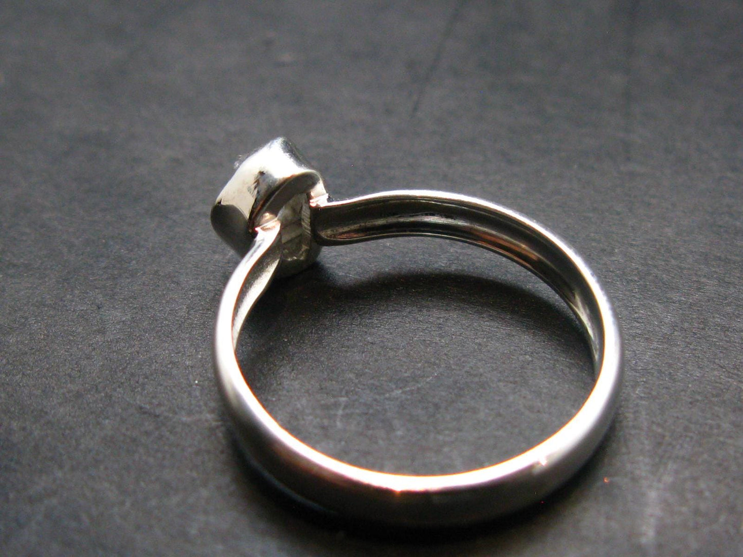 Gray Herderite Silver Ring from Africa - Size 6 - 1.63 Grams