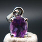 Large Genuine Rich Purple Faceted Amethyst Sterling Silver Pendant From Brazil - 0.6" - 1.03 Grams