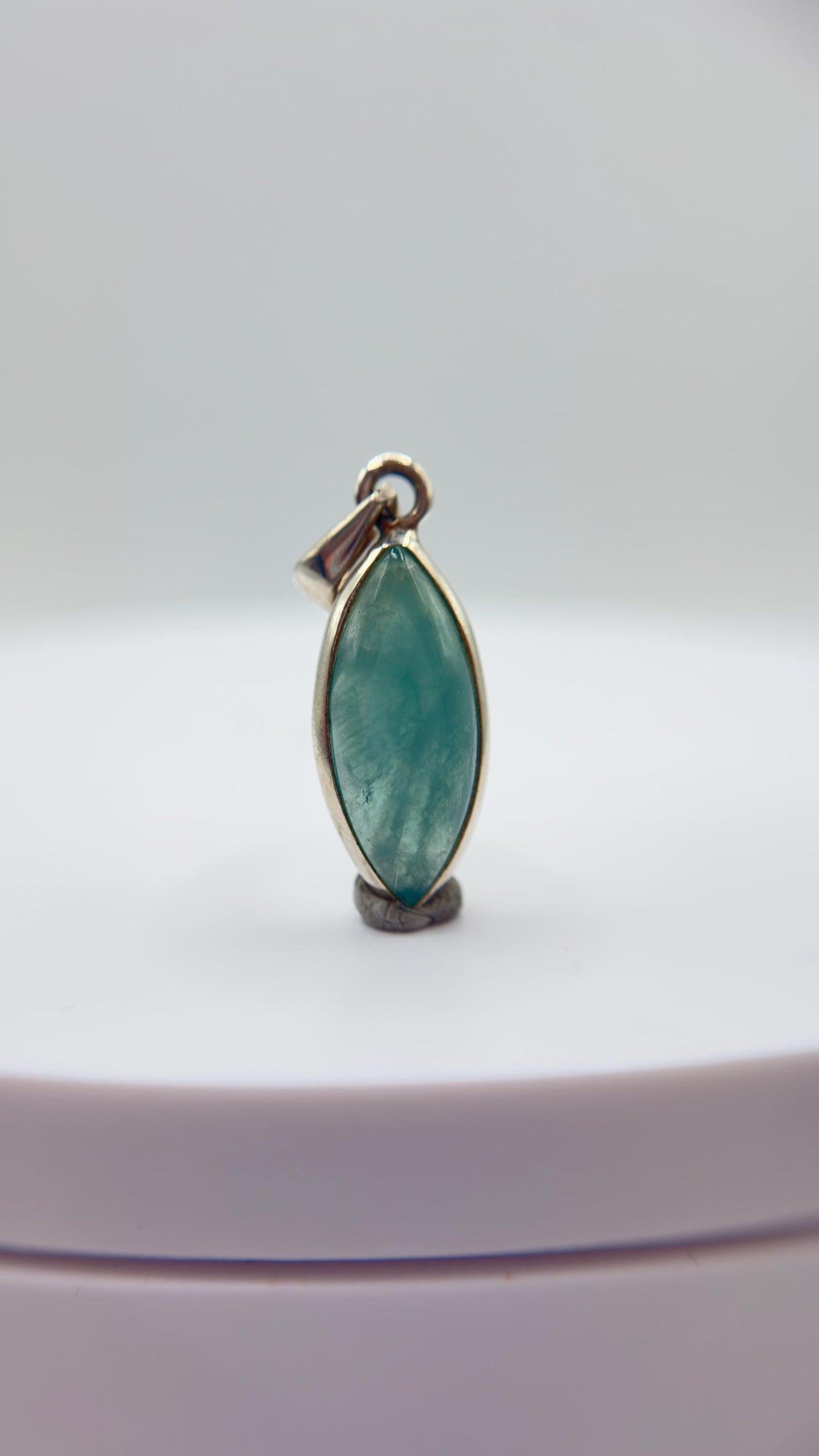 Grandidierite Pendant Marquise Cabochon Blue Green Gemstone Silver Necklace Natural Crystal Jewelry