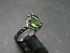 Moldavite Tektite and Red Garnet Silver Ring from Czech Republic - Size 9 - 2.53 Grams