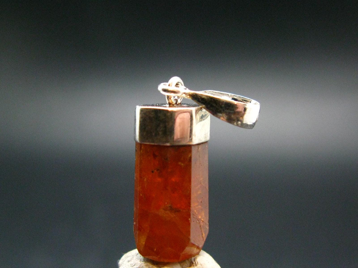 Gem Hessonite Garnet Crystal Silver Pendant from Canada - 1.2" - 3.84 Grams
