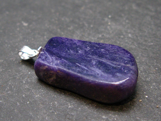 Rare High-Quality Charoite Pendant In SS From Russia - 1.4" - 5.15 Grams