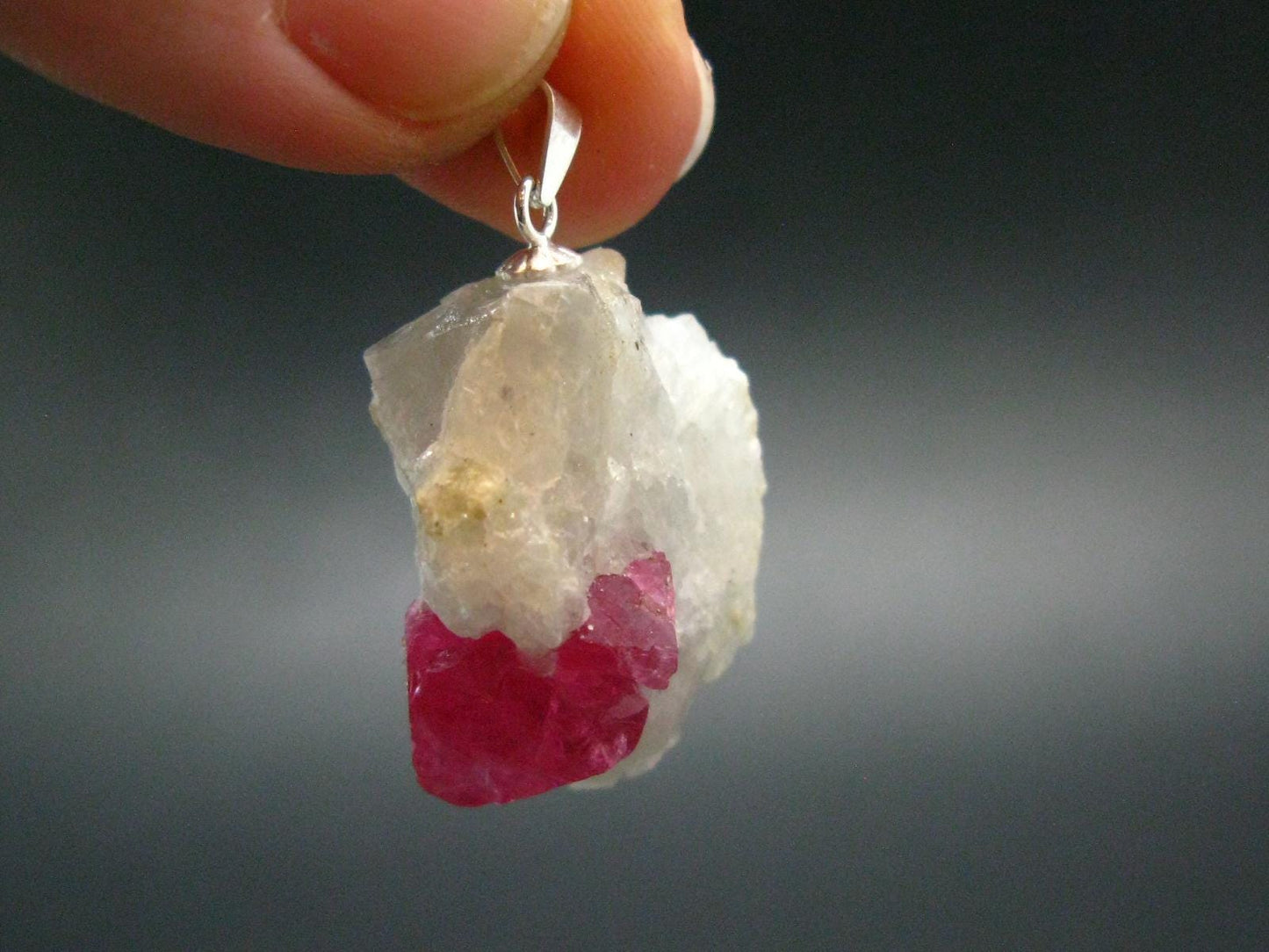 Spinel Crystal Silver Pendant From Tanzania - 1.3" -8.53 Grams