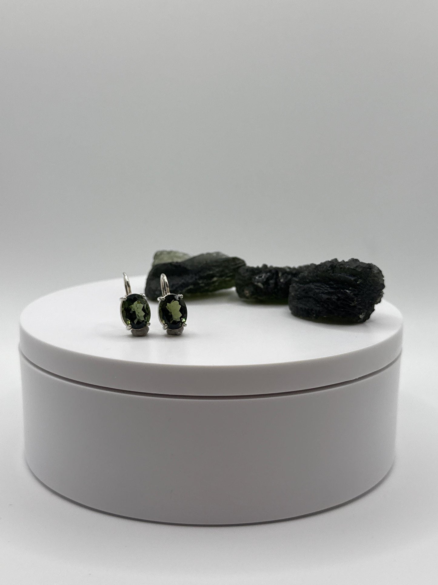 Minimalist Moldavite Earrings – Sterling Silver - Weight 2.77 Grams