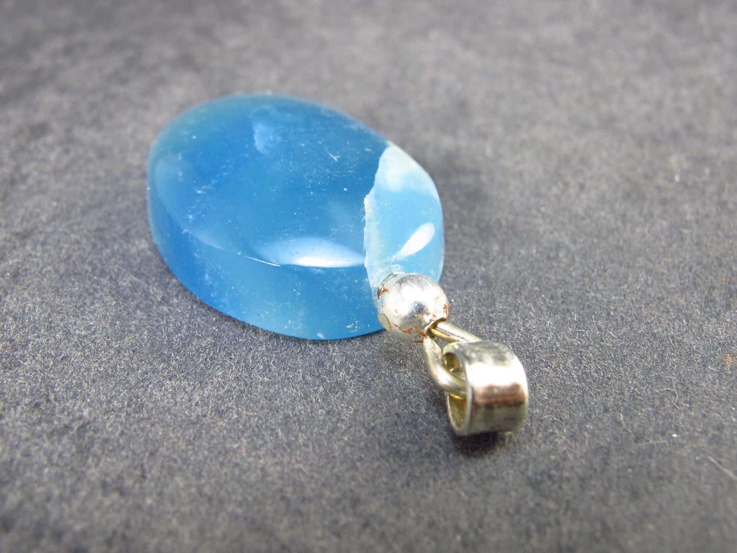 Lemurian Aquatine Blue Calcite Silver Pendant from Argentina - 1.5" - 6.88 Grams