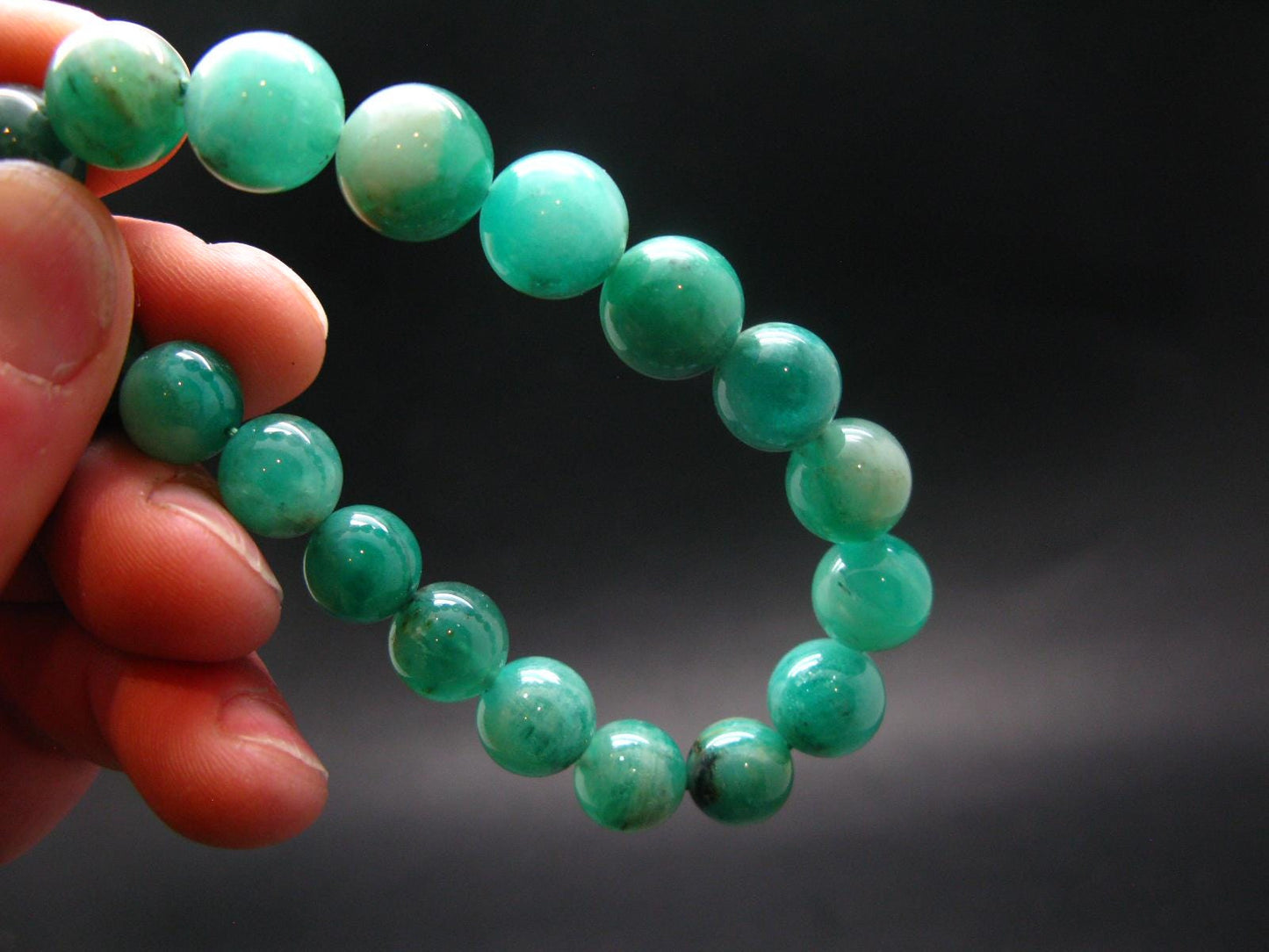 Emerald Gem Genuine Bracelet ~ 7 Inches ~ 10mm Round Beads