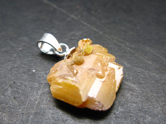 Wulfenite Crystal Silver Pendant From Arizona, USA - 0.8" - 2.67 Grams