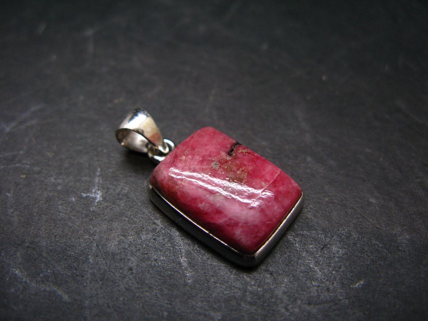 Rare Pink Tugtupite Sterling Silver Pendant From Greenland - 1.1" - 3.64 Grams