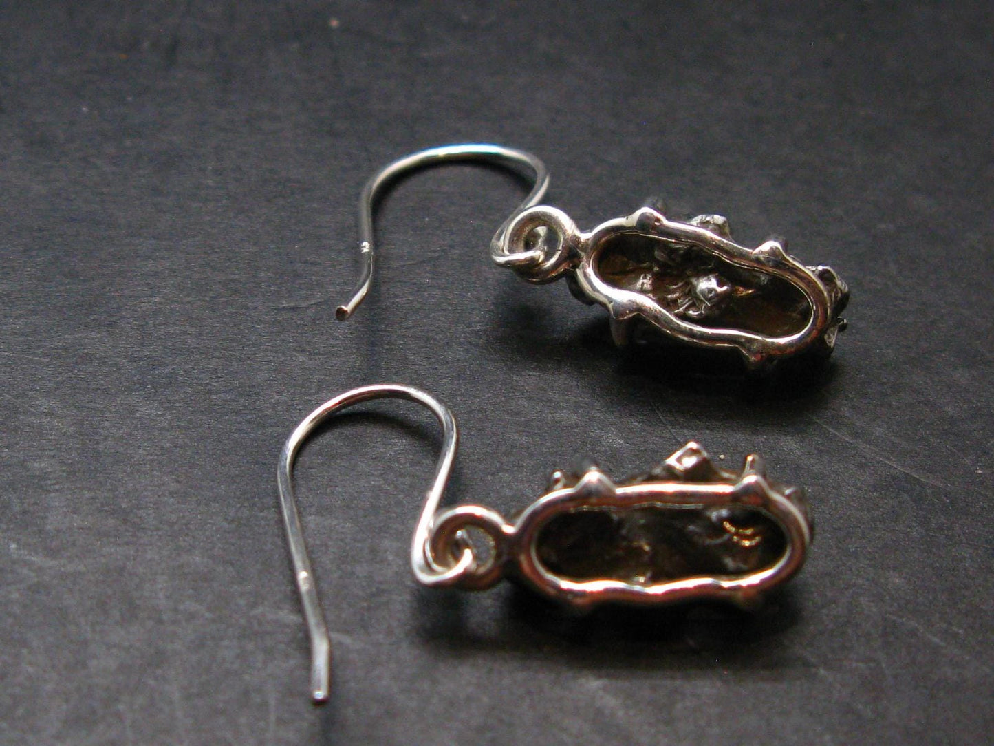 Raw Campo Del Cielo Meteorite Earrings In Silver From Argentina - 5.44 Grams