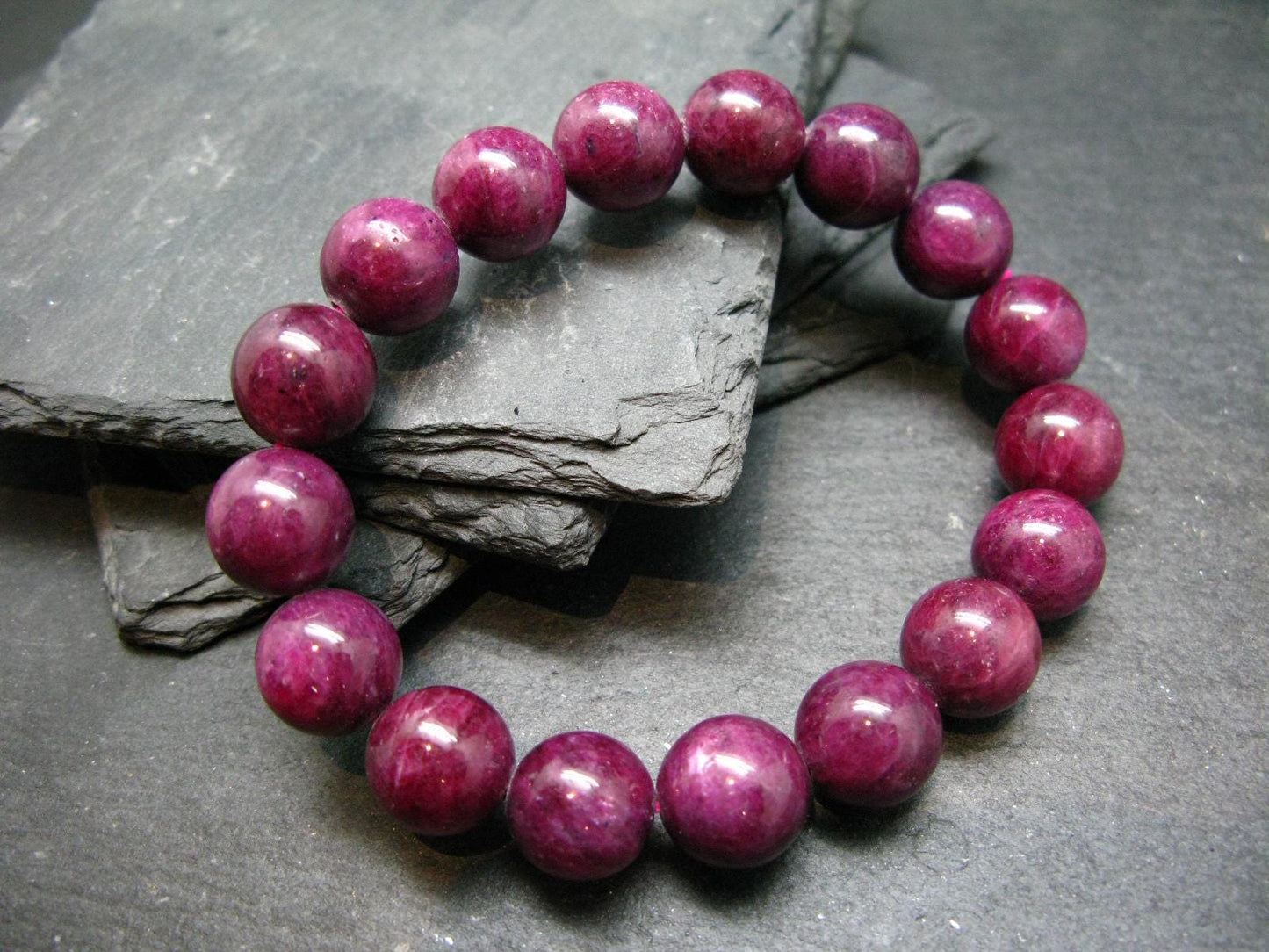 AAA Grade Ruby Genuine Bracelet ~ 7 Inches ~ 12mm Round Beads