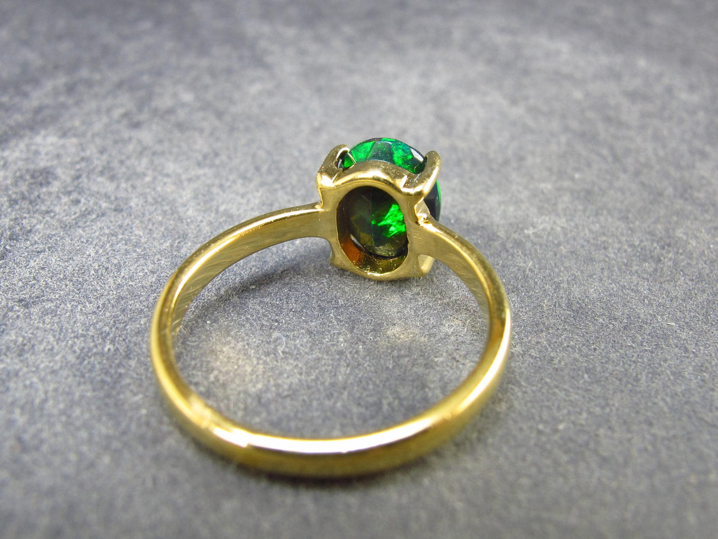 Rare Black Opal Gold Plated Silver Ring from Australia - Size 6 - 1.97 Grams