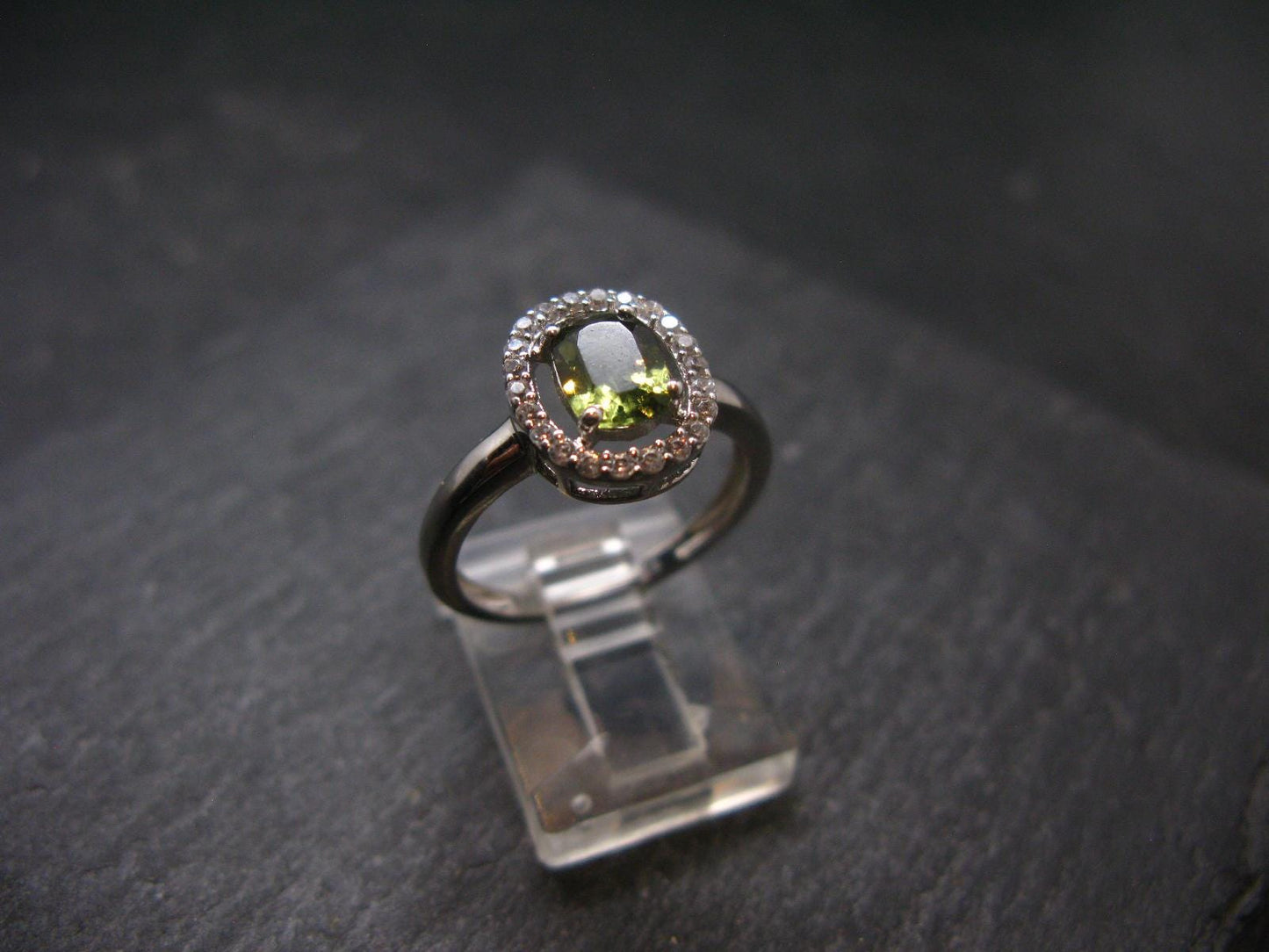 Moldavite Sterling Silver Ring From Czech Republic - Size 7.25 - 2.44 Grams