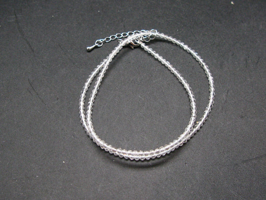 Lightweight Gem Sparkly Faceted Quartz Crystal Tiny 2mm Round Beads Necklace from Madagascar - 16"