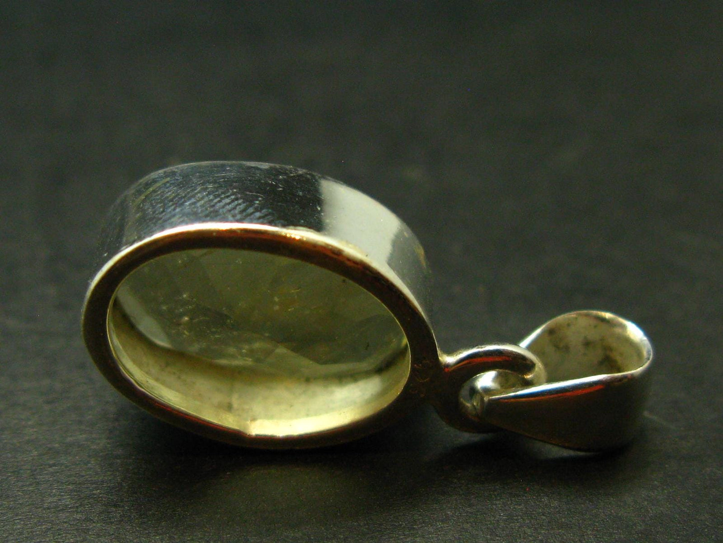 Gem Libyan Desert Glass Tektite Faceted Pendant Sterling Silver from Libya - 1.0" - 3.49 Grams