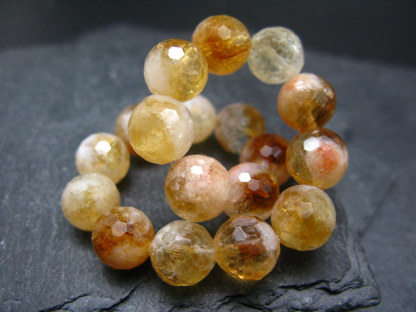 Citrine Genuine Bracelet ~ 7 Inches ~ 10mm Facetted Beads