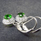 Natural Intense Forest Green Faceted Chrome Diopside Dangle 925 Silver Leverback Earrings from Russia - 1 Carat
