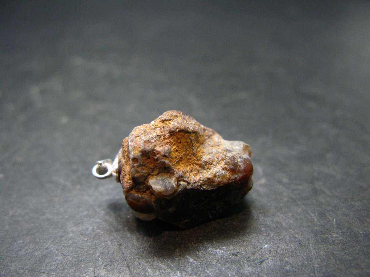 Fire Agate Silver Pendant From Mexico - 1.1" - 5.03 Grams