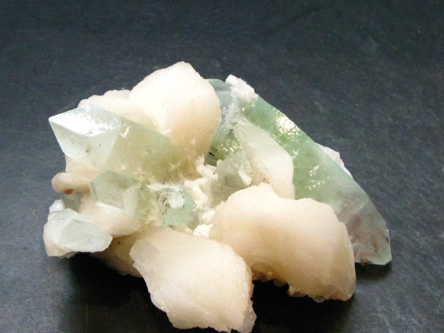 Green Apophylite & Stilbite Cluster From India - 3.9" - 237.54 Grams